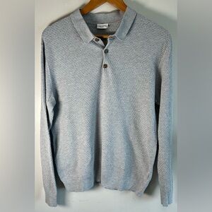 John Henric Mens Knit Polo Cardigan Cashmere Cotton Blend Jumper Swedish Sz M